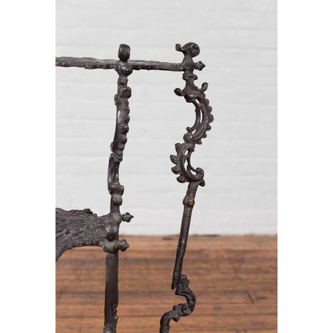 Contemporary Bronze Display Stand with Fan Shelves and Rococo Style Scrolls