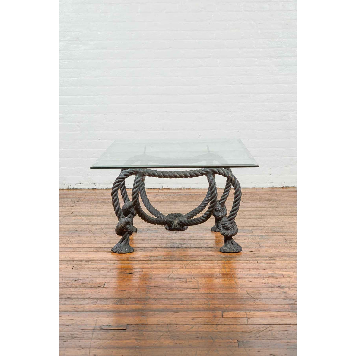 Contemporary Cast Bronze Nautical Rope Maison Jansen Style Coffee Table Base-8. Asian &amp; Chinese Furniture, Art, Antiques, Vintage Home Décor for sale at FEA Home