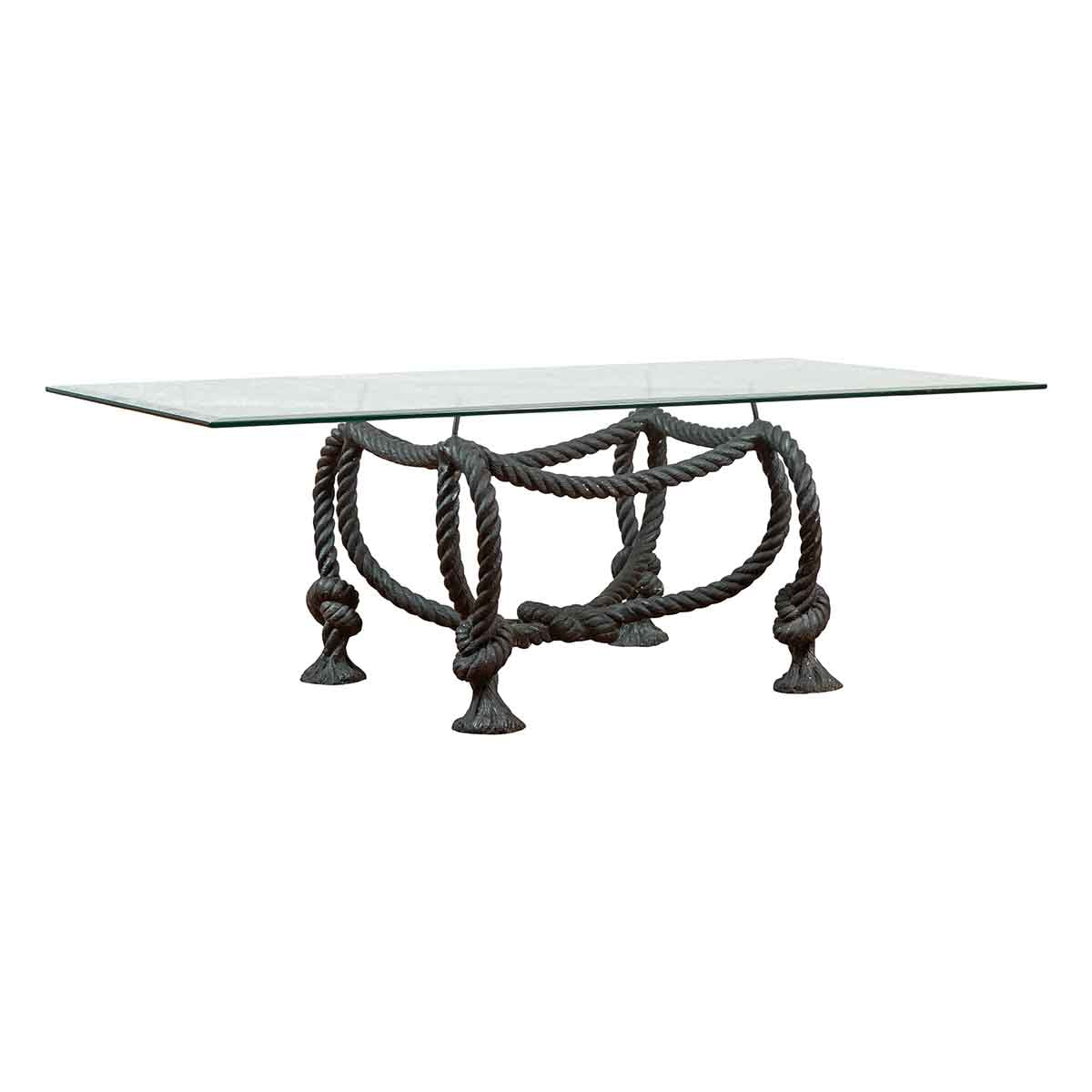 Contemporary Cast Bronze Nautical Rope Maison Jansen Style Coffee Table Base-1. Asian & Chinese Furniture, Art, Antiques, Vintage Home Décor for sale at FEA Home