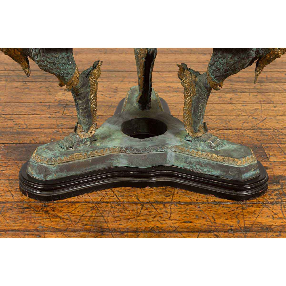 Bronze Contemporary Triple Dragon Table Base with Verde Patina and Gilt Accents-9. Asian &amp; Chinese Furniture, Art, Antiques, Vintage Home Décor for sale at FEA Home