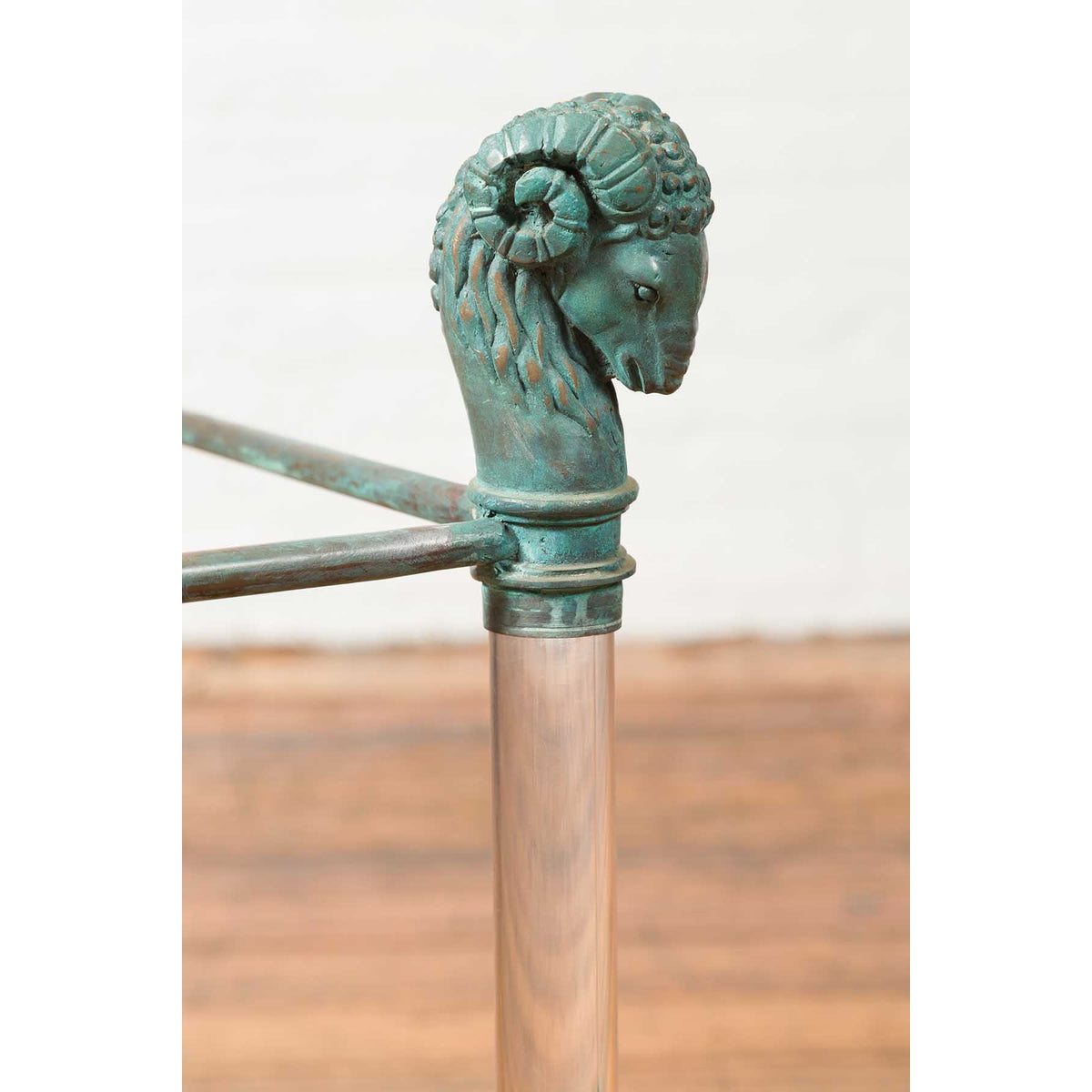 Neoclassical Style Lucite and Verde Bronze Coffee Table Base with Rams Heads-9. Asian &amp; Chinese Furniture, Art, Antiques, Vintage Home Décor for sale at FEA Home