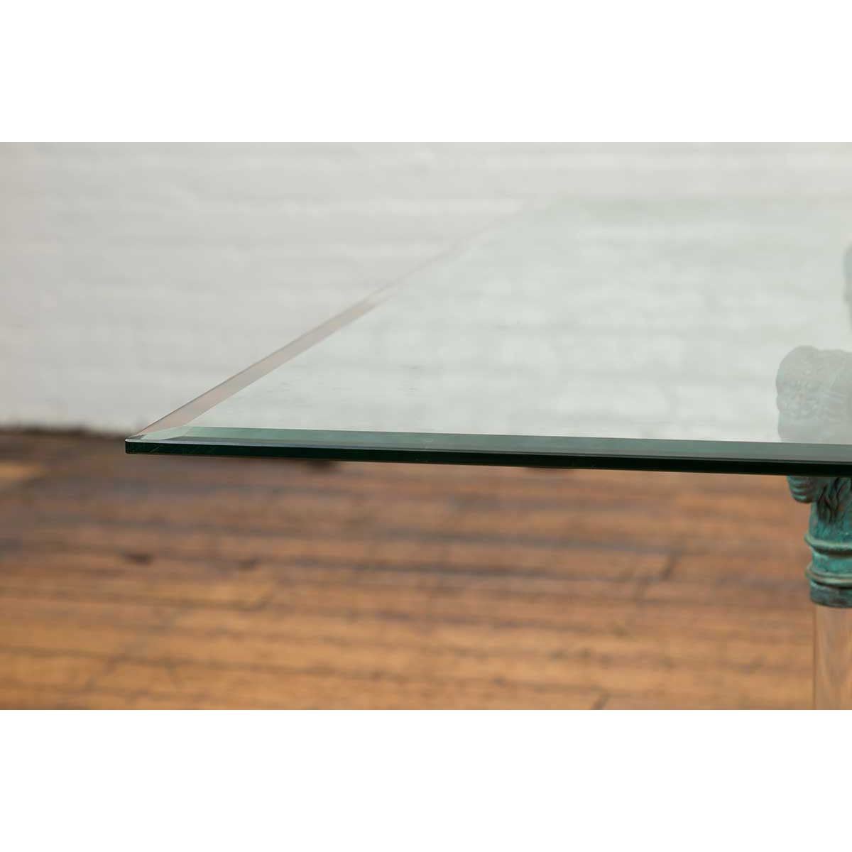 Neoclassical Style Lucite and Verde Bronze Coffee Table Base with Rams Heads-6. Asian &amp; Chinese Furniture, Art, Antiques, Vintage Home Décor for sale at FEA Home