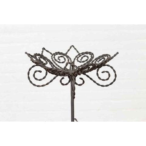 Vintage Bronze Three-Tiered Stand with Dark Patina and Scrolled Motifs-7. Asian & Chinese Furniture, Art, Antiques, Vintage Home Décor for sale at FEA Home