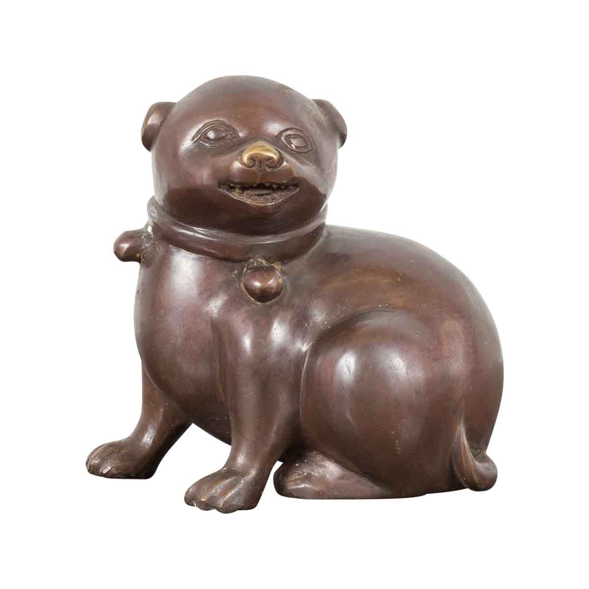 Petite Taisho Style Bronze Puppy Dog Sculpture in the Manner of the Hirado Puppy-1. Asian & Chinese Furniture, Art, Antiques, Vintage Home Décor for sale at FEA Home