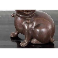 Petite Taisho Style Bronze Puppy Dog Sculpture in the Manner of the Hirado Puppy