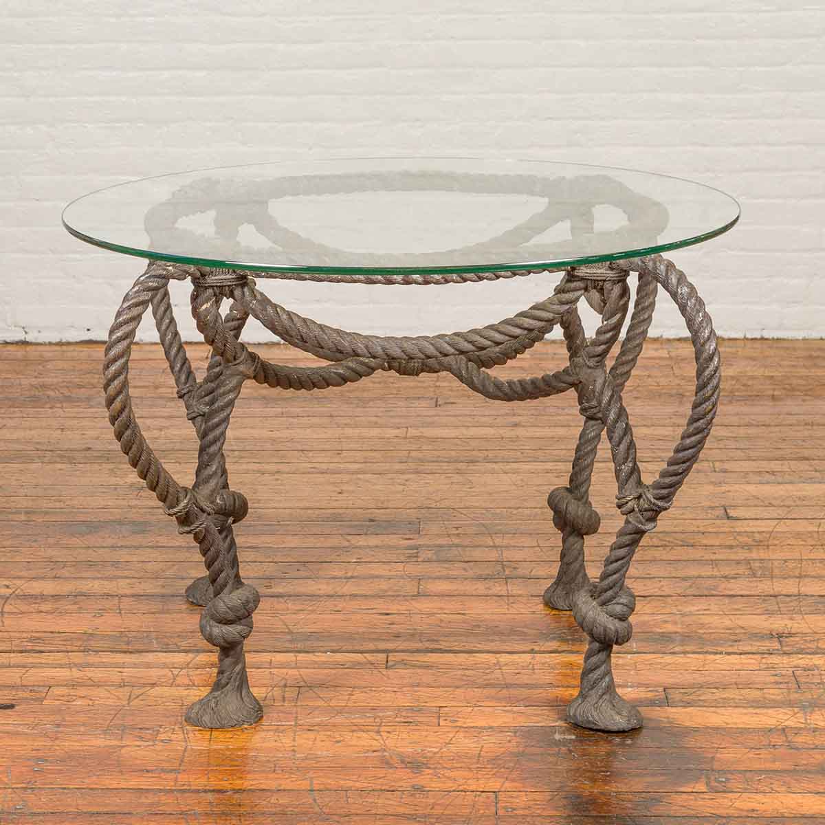 Tall Contemporary Bronze Nautical Rope Table-3. Asian &amp; Chinese Furniture, Art, Antiques, Vintage Home Décor for sale at FEA Home