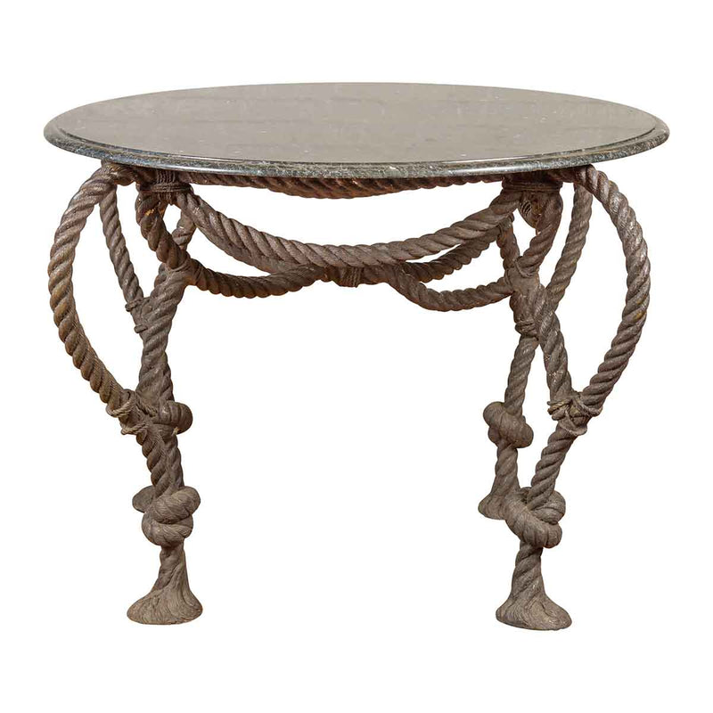 Tall Contemporary Bronze Nautical Rope Maison Jansen Style Dining Table Base- Asian Antiques, Vintage Home Decor & Chinese Furniture - FEA Home