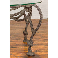 Tall Contemporary Bronze Nautical Rope Maison Jansen Style Dining Table Base