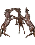 Vintage Lost Wax Cast Bronze Coffee Table Base with Triple Rearing Horses-1. Asian & Chinese Furniture, Art, Antiques, Vintage Home Décor for sale at FEA Home