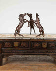 Vintage Lost Wax Cast Bronze Coffee Table Base with Triple Rearing Horses-5. Asian & Chinese Furniture, Art, Antiques, Vintage Home Décor for sale at FEA Home