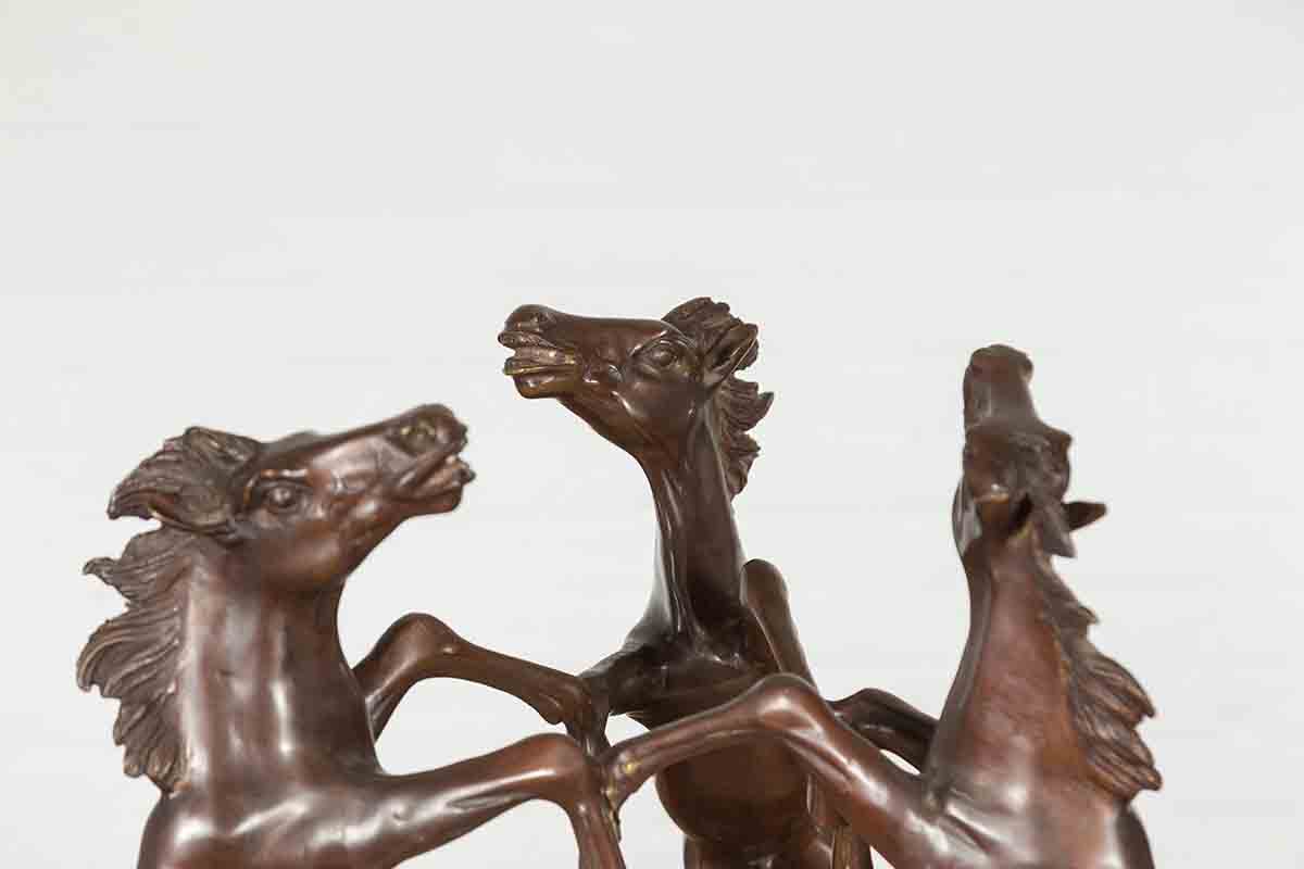 Vintage Lost Wax Cast Bronze Coffee Table Base with Triple Rearing Horses-7. Asian &amp; Chinese Furniture, Art, Antiques, Vintage Home Décor for sale at FEA Home