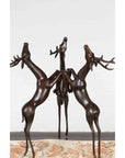 Vintage Lost Wax Cast Bronze Triple Deer Low Table Base with Dark Bronze Patina-10. Asian & Chinese Furniture, Art, Antiques, Vintage Home Décor for sale at FEA Home