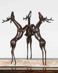 Vintage Lost Wax Cast Bronze Triple Deer Low Table Base with Dark Bronze Patina-2. Asian & Chinese Furniture, Art, Antiques, Vintage Home Décor for sale at FEA Home