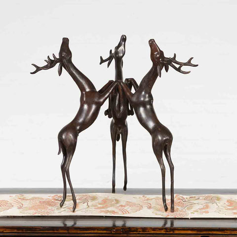 Vintage Bronze Triple Deer Low Table Base | FEA Home