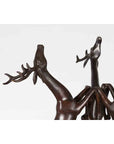 Vintage Lost Wax Cast Bronze Triple Deer Low Table Base with Dark Bronze Patina-5. Asian & Chinese Furniture, Art, Antiques, Vintage Home Décor for sale at FEA Home