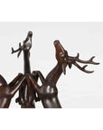 Vintage Lost Wax Cast Bronze Triple Deer Low Table Base with Dark Bronze Patina-6. Asian & Chinese Furniture, Art, Antiques, Vintage Home Décor for sale at FEA Home