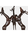 Vintage Lost Wax Cast Bronze Triple Deer Low Table Base with Dark Bronze Patina-7. Asian & Chinese Furniture, Art, Antiques, Vintage Home Décor for sale at FEA Home