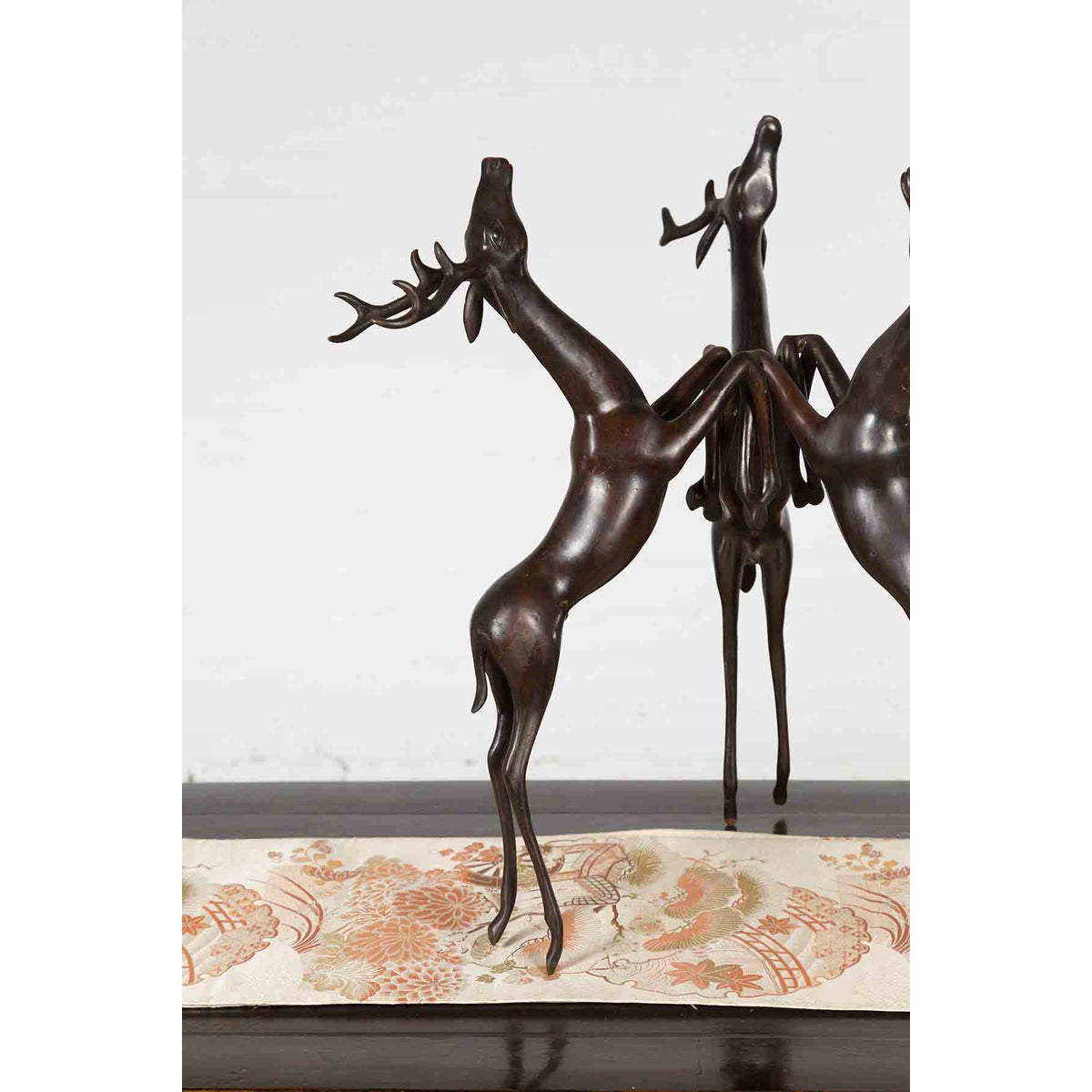 Vintage Lost Wax Cast Bronze Triple Deer Low Table Base with Dark Bronze Patina-8. Asian &amp; Chinese Furniture, Art, Antiques, Vintage Home Décor for sale at FEA Home