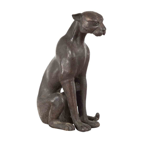 Small Bronze Statue of A Panther Sitting- Asian Antiques, Vintage Home Decor & Chinese Furniture - FEA Home