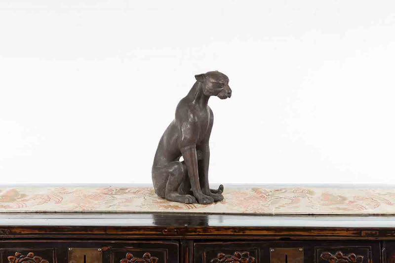 Small Bronze Statue of A Panther Sitting