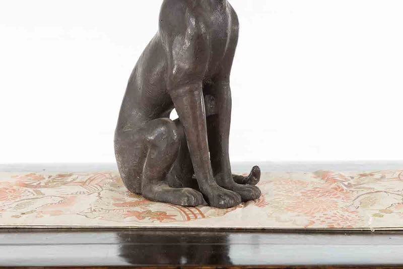 Small Bronze Statue of A Panther Sitting