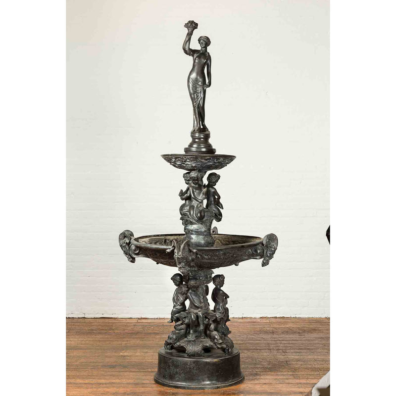 Nymph, Tritons and Putti Bronze Fountain