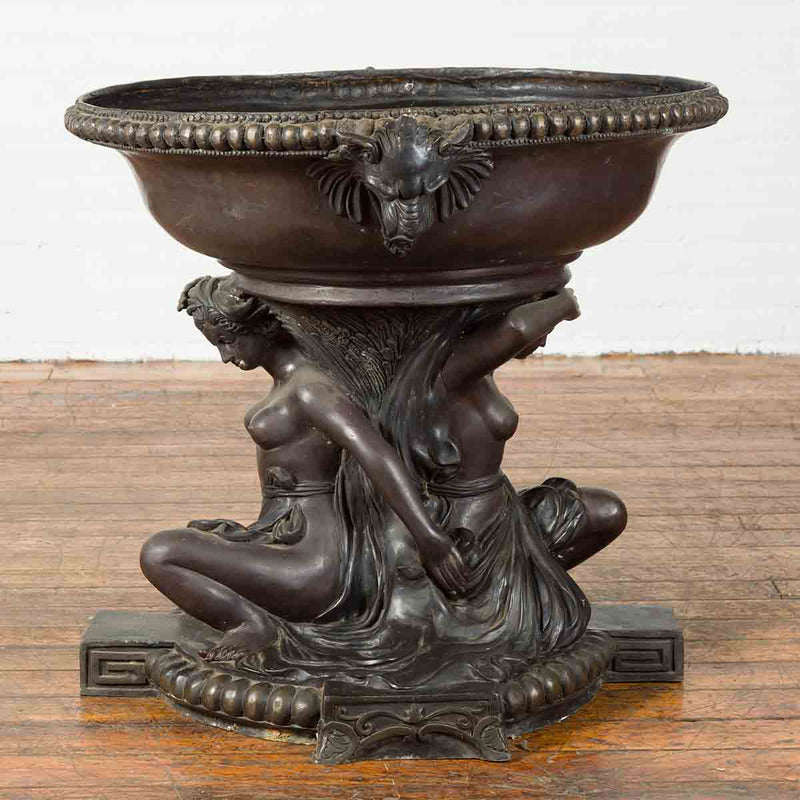 Vintage Bronze Greco-Roman Allegory of the Summer Planter-RG2033-2. Asian & Chinese Furniture, Art, Antiques, Vintage Home Décor for sale at FEA Home