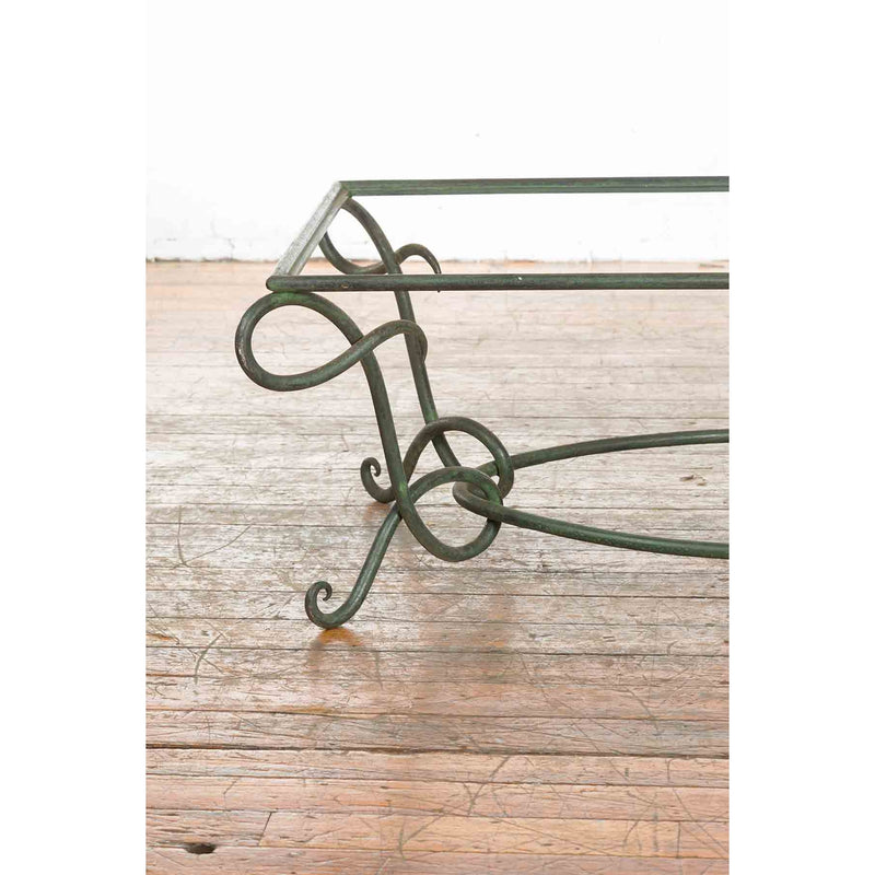Vintage Lost Wax Cast Bronze Verde Coffee Table Base with L Shaped Legs-RG2034-3. Asian & Chinese Furniture, Art, Antiques, Vintage Home Décor for sale at FEA Home