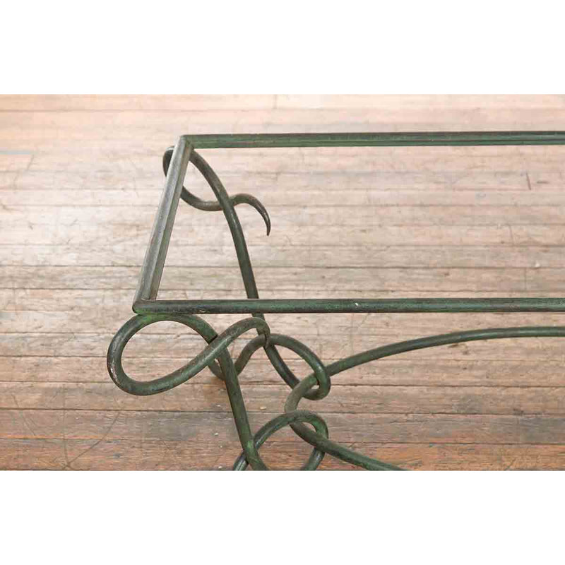 Vintage Lost Wax Cast Bronze Verde Coffee Table Base with L Shaped Legs-RG2034-5. Asian & Chinese Furniture, Art, Antiques, Vintage Home Décor for sale at FEA Home