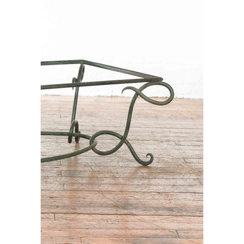 Vintage Lost Wax Cast Bronze Verde Coffee Table Base with L Shaped Legs