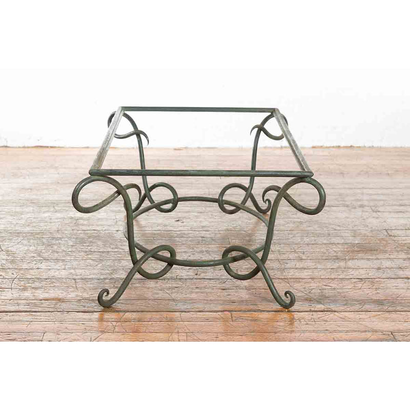 Vintage Lost Wax Cast Bronze Verde Coffee Table Base with L Shaped Legs-RG2034-7. Asian & Chinese Furniture, Art, Antiques, Vintage Home Décor for sale at FEA Home