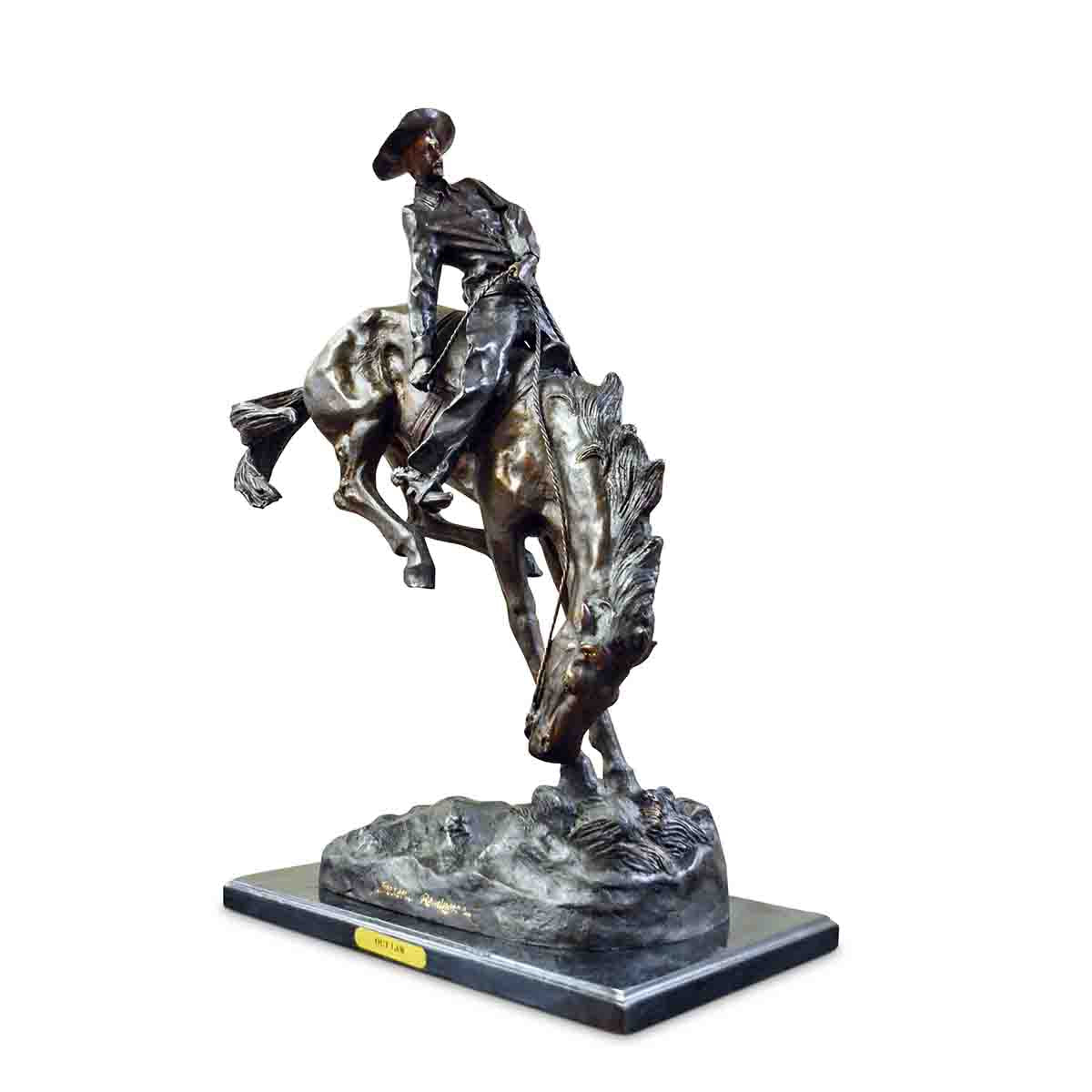 Outlaw Bronze Sculpture on Marble Base after Frederic Remington-4. Asian &amp; Chinese Furniture, Art, Antiques, Vintage Home Décor for sale at FEA Home