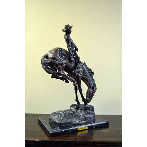 Outlaw Cast Bronze Sculpture on Marble Base, after Frederic Remington-RG2046-7. Asian & Chinese Furniture, Art, Antiques, Vintage Home Décor for sale at FEA Home