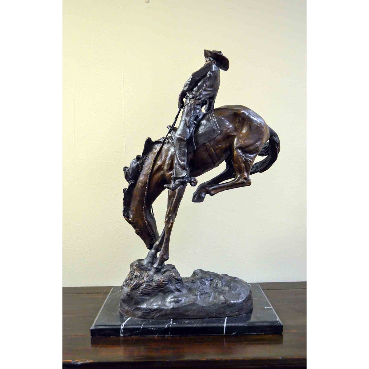 Outlaw Bronze Sculpture on Marble Base after Frederic Remington-9. Asian &amp; Chinese Furniture, Art, Antiques, Vintage Home Décor for sale at FEA Home