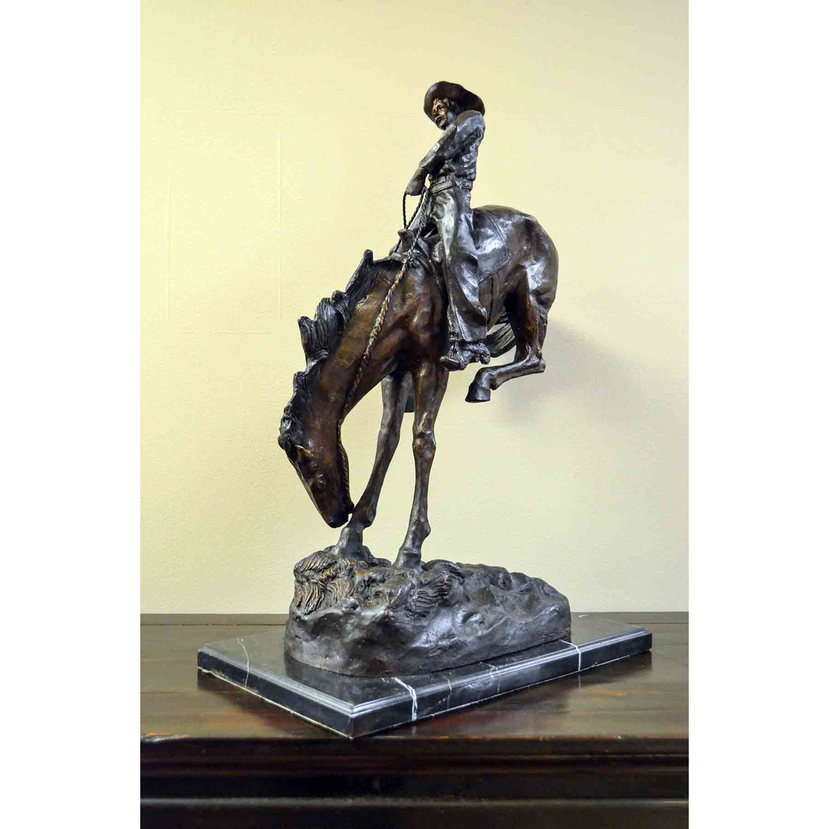 Outlaw Bronze Sculpture on Marble Base after Frederic Remington-10. Asian &amp; Chinese Furniture, Art, Antiques, Vintage Home Décor for sale at FEA Home
