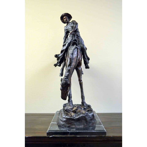 Outlaw Cast Bronze Sculpture on Marble Base, after Frederic Remington-RG2046-11. Asian & Chinese Furniture, Art, Antiques, Vintage Home Décor for sale at FEA Home