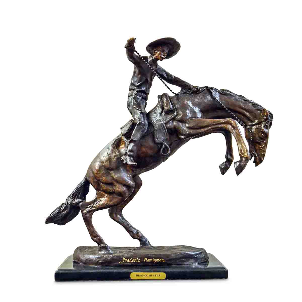 Frederic Remington Outlaw Bronze Sculpture on Base | FEA Home