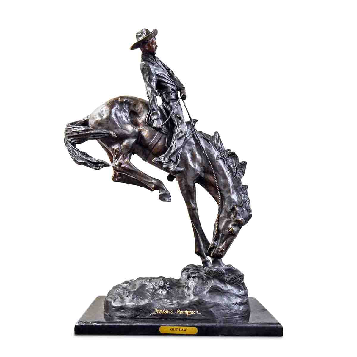 Outlaw Bronze Sculpture on Marble Base after Frederic Remington-1. Asian & Chinese Furniture, Art, Antiques, Vintage Home Décor for sale at FEA Home