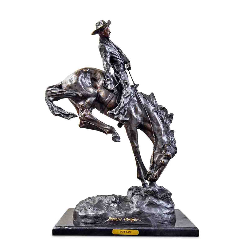 Outlaw Cast Bronze Sculpture on Marble Base, after Frederic Remington- Asian Antiques, Vintage Home Decor & Chinese Furniture - FEA Home