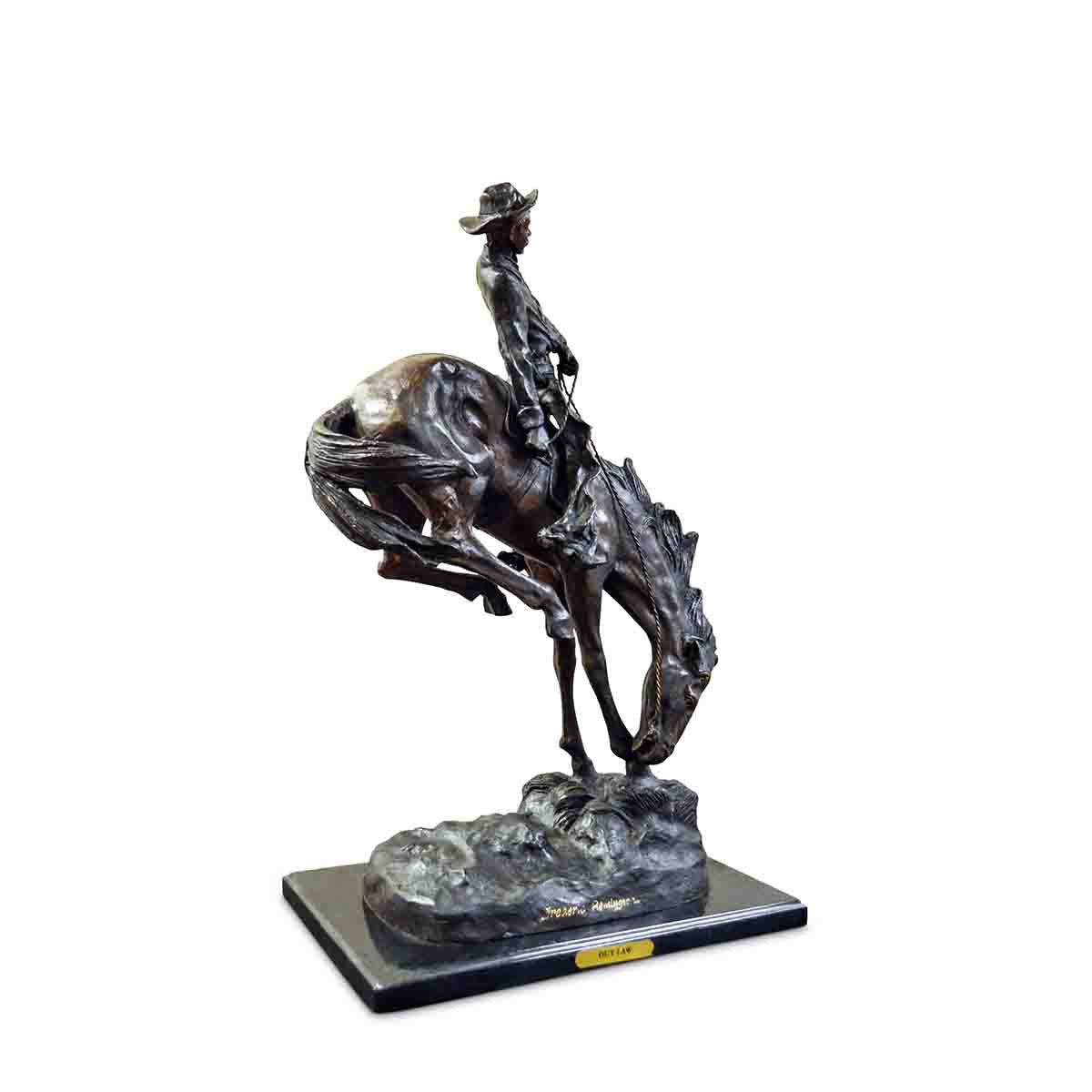 Outlaw Bronze Sculpture on Marble Base after Frederic Remington-2. Asian & Chinese Furniture, Art, Antiques, Vintage Home Décor for sale at FEA Home