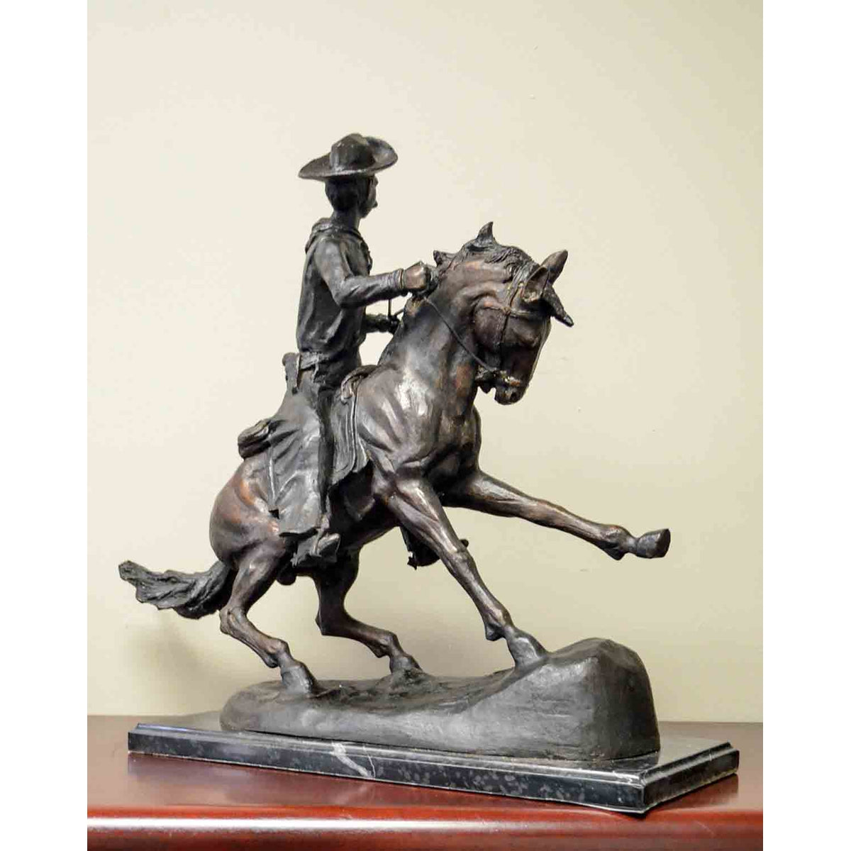Cowboy Sculpture on Marble Base after Frederic Remington-8. Asian &amp; Chinese Furniture, Art, Antiques, Vintage Home Décor for sale at FEA Home