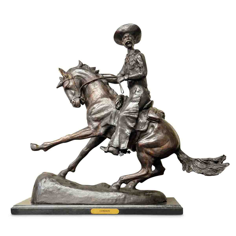 Cowboy Sculpture on Marble Base, after Frederic Remington
