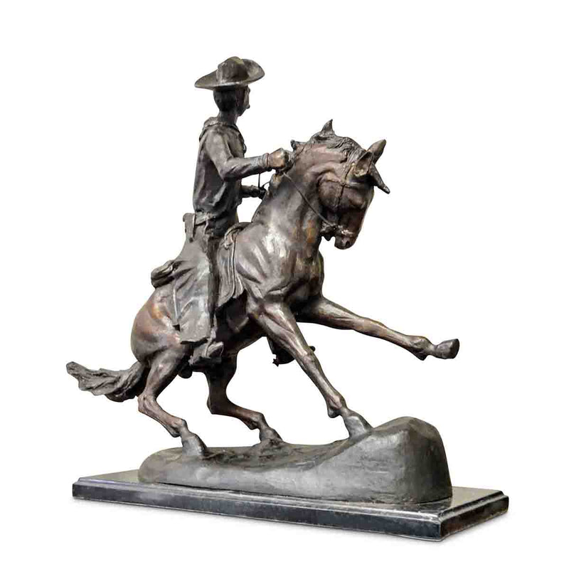Cowboy, Cast Bronze Sculpture on Marble Base, after Frederic Remington- Asian Antiques, Vintage Home Decor & Chinese Furniture - FEA Home