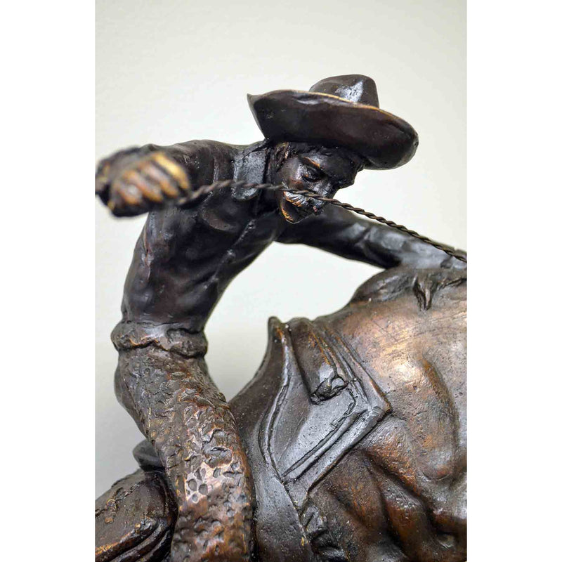 Wooly Chaps Bronze Sculpture on Marble Base, after Frederic Remington-RG2048-15. Asian & Chinese Furniture, Art, Antiques, Vintage Home Décor for sale at FEA Home