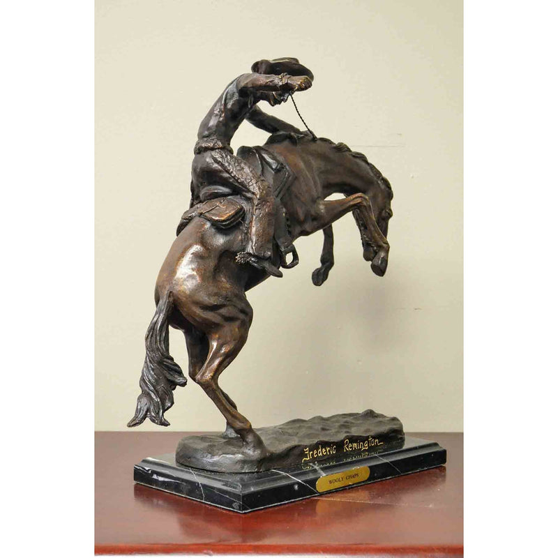 Wooly Chaps Bronze Sculpture on Marble Base, after Frederic Remington-RG2048-17. Asian & Chinese Furniture, Art, Antiques, Vintage Home Décor for sale at FEA Home