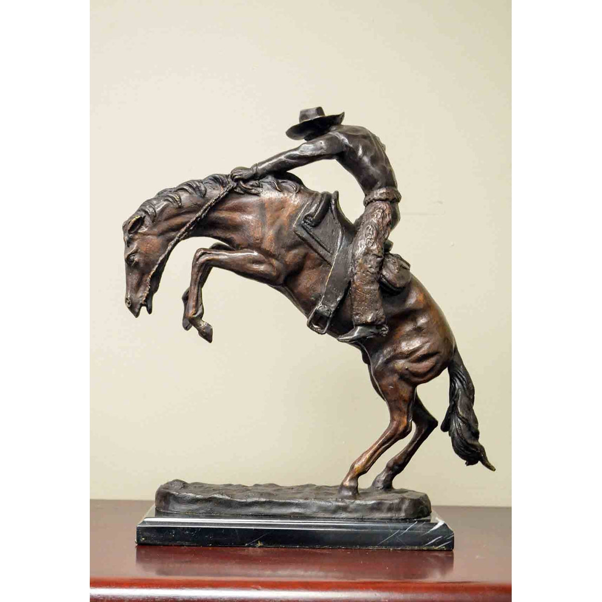 Wooly Chaps Bronze Sculpture on Marble Base after Frederic Remington-2. Asian & Chinese Furniture, Art, Antiques, Vintage Home Décor for sale at FEA Home