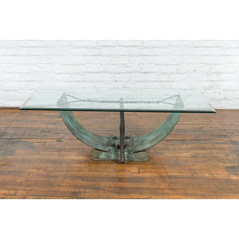 Nautical Egyptian Inspired, Barge Style Verde Bronze Coffee Table Base-RG2080-13. Asian & Chinese Furniture, Art, Antiques, Vintage Home Décor for sale at FEA Home
