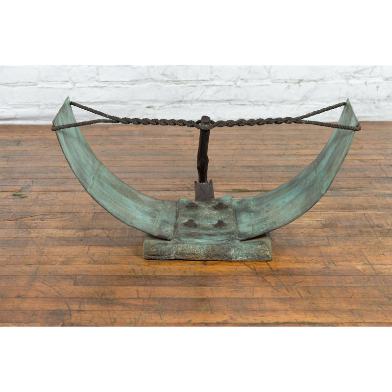 Nautical Egyptian Inspired, Barge Style Verde Bronze Coffee Table Base-RG2080-15. Asian & Chinese Furniture, Art, Antiques, Vintage Home Décor for sale at FEA Home