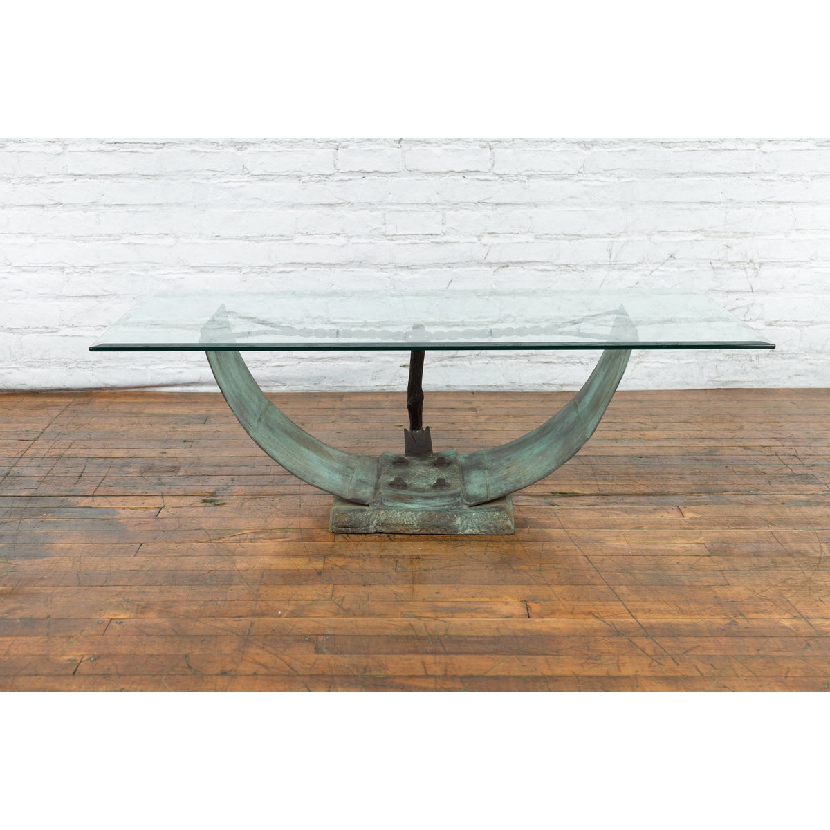 Nautical Egyptian Inspired, Barge Style Verde Bronze Coffee Table Base-2. Asian & Chinese Furniture, Art, Antiques, Vintage Home Décor for sale at FEA Home