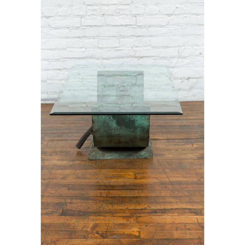 Nautical Egyptian Inspired, Barge Style Verde Bronze Coffee Table Base-RG2080-7. Asian & Chinese Furniture, Art, Antiques, Vintage Home Décor for sale at FEA Home